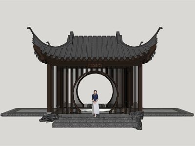 Chinese Style Pavilion Leisure Garden Pavilion model