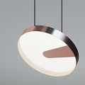 Two Modern Circular Pendant Lights With Metallic Frame And White Luminous Shade 3d model