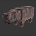 3D Pixel Art Rhino Game Character With Blocky Design And Brown Texture