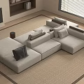 Light Gray Sectional Sofa In Modern Living Room With Plush Pillows Neutral Rug And Fireplace