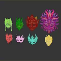 Colorful Elaborate Decorative Masks With Various Designs For Home Decor And Festival Use