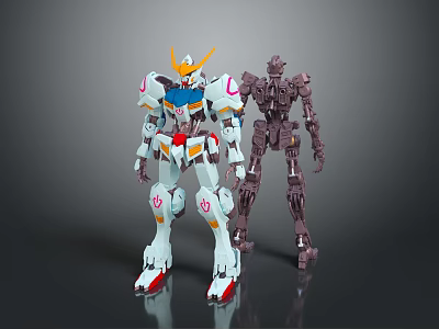 Robot Character Models Featuring White Blue Red And Gray Color Designs 3d model