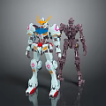 Robot Character Models Featuring White Blue Red And Gray Color Designs 3d model