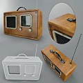 Vintage Wooden Radio Speaker with Handle Speaker Grilles Dial and Antenna