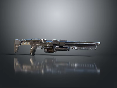 Futuristic Sci-Fi Weapon Design With Metallic Rifle Structure And Advanced Features 3d model
