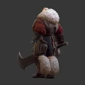 Game Movie Character Warrior In Fur Trimmed Armor With Battle Axe And Muscular Build