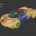 Pink Luxury Sports Car with Gold Rims and Black Roof Sleek Modern Supercar Design