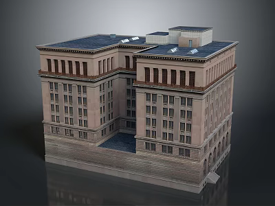 European Classical Architecture Showcasing Symmetrical Design Multi Story Stone Facade And Classical Columns 3d model