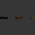 Three Long Stone Wood Carved Decorative Strips Featuring Detailed Patterns