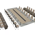 Modern Office Conference Table With Surrounding Ergonomic Chairs In Meeting Setup
