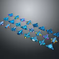 Colorful Paper Airplanes Arranged On Gray Background With Blue Purple And Orange Hues