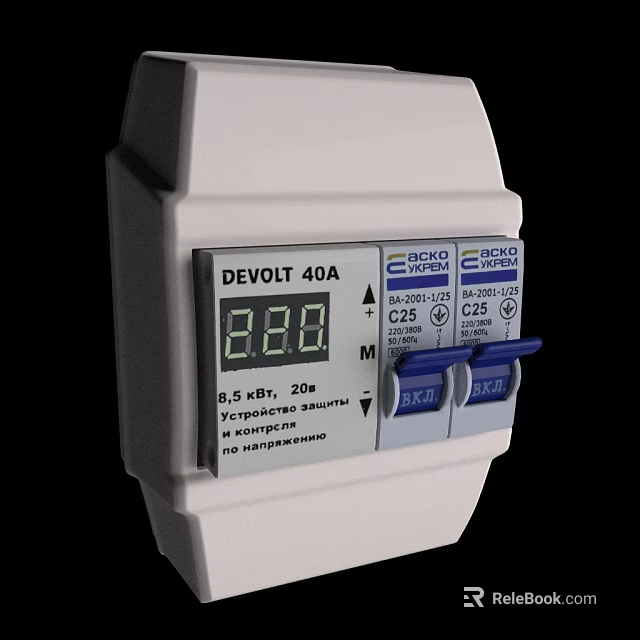 DEVOLT 40A Industrial Electrical Device With Digital Display And Blue Switches 3d model 