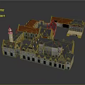Traditional European Architecture Complex With Red Roofs Central Tower And Courtyard