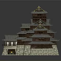 Traditional Multi story Architecture With Multiple Tile Roofs Wooden Structure And Stone Base