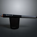 Modern Disoni Black Gray Pen With Sleek Body Design On Black Base Stand