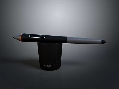 Modern Disoni Black Gray Pen With Sleek Body Design On Black Base Stand 3d model