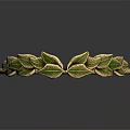 Decorative Ornament Set With Elegant Golden Leaf Motifs And Green Accents For Home Decor