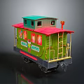 Green Santa Express Train Carriage With Red Roof And Christmas Decorations