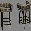Modern Bar Chair High Stool Fabric Bar Stool 3d model