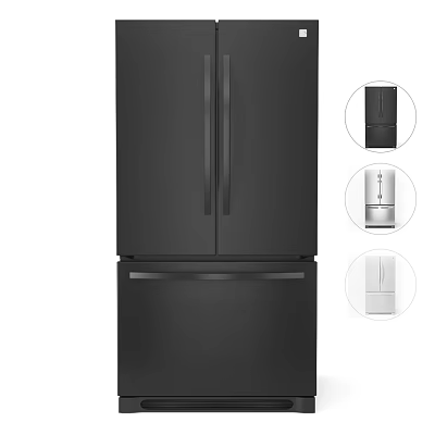 Black Double Door Refrigerator With Bottom Freezer Drawer And Multiple Color Options 3d model