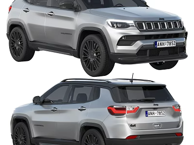 Silver Jeep SUV Front And Rear View 3d model