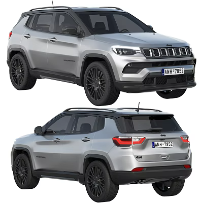 Silver Jeep SUV Front And Rear View 3d model Silver Jeep SUV Front And Rear View 3d model