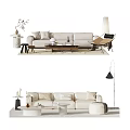 Quiet Sofa Tea Table Combination Cream Sofa 3d model