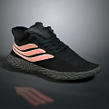 Black Sports Sneakers With Pink Stripes And Wavy Sole Design For Casual Wear