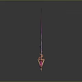 3D Rendered Sword With Purple Blade Red Hilt And Circular Ornaments