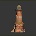 Colorful Lighthouse Shaped Decorative Furniture With Wooden Stairs And Platform