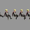 Game Movie Character Featuring Blonde Hair Black Coat And Multiple Sitting Poses