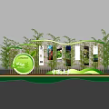 China France Themed Exhibition Booth With Green Design Bamboo Plants And Display Panels