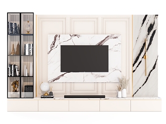 Simple TV background wall cabinet 3d model