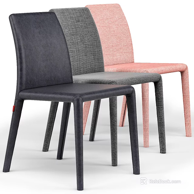 Modern Fabric Upholstered Single Chairs in Dark Gray Light Gray and Pink with Sleek Legs 3d model 