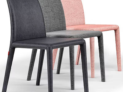 Modern Fabric Upholstered Single Chairs in Dark Gray Light Gray and Pink with Sleek Legs 3d model