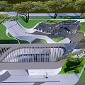 Modern Garden Landscape Design With Winding Pathways Lush Greenery And Shade Trees