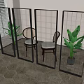 Modern Room Dividers With Transparent Glass Panels And Brick Pattern Circular Holes Grid