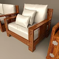 Modern Sofa Set With Wooden Frame White Cushions And Multiple Seating Options 3d model