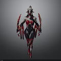 Mythical Character With Creature Inspired Armor Elaborate Headpiece And Biomechanical Wings