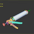 Silver Mechanical Weapon Design With Syringe Like Structure And Metal Handle 3d model