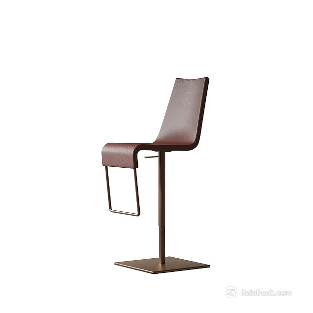 Modern Style Leather Upholstered Bar Stool With Metal Frame And Square Base Footrest 3d model 