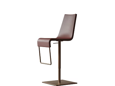 Modern Style Leather Upholstered Bar Stool With Metal Frame And Square Base Footrest 3d model