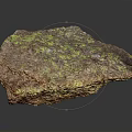 Natural Brown Rock With Green Spots And Rough Surface Texture
