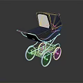 Classic Blue Baby Stroller With White Frame Wheels And Elegant Canopy Design