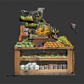 Fresh Colorful Fruits and Vegetables on Wooden Market Stall with Assorted Berries Pineapples and Greens