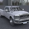 Silver Heavy Duty Pickup Truck With Double Cab Chrome Grille And Alloy Wheels