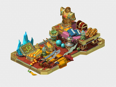 Modern cartoon sketch treasure 3d model