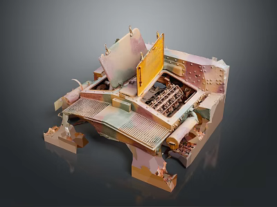 Tank Internal Mechanical Structure Detailed Model With Disassembled Metal Components And Texture Details 3d model