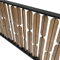 Vertical Wooden Feather Shaped Slats With Black Frame Decorative Screen 3d model