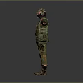 Game Movie Character In Camouflage Uniform With Tactical Vest Helmet Knee Pads And Arms Outstretched